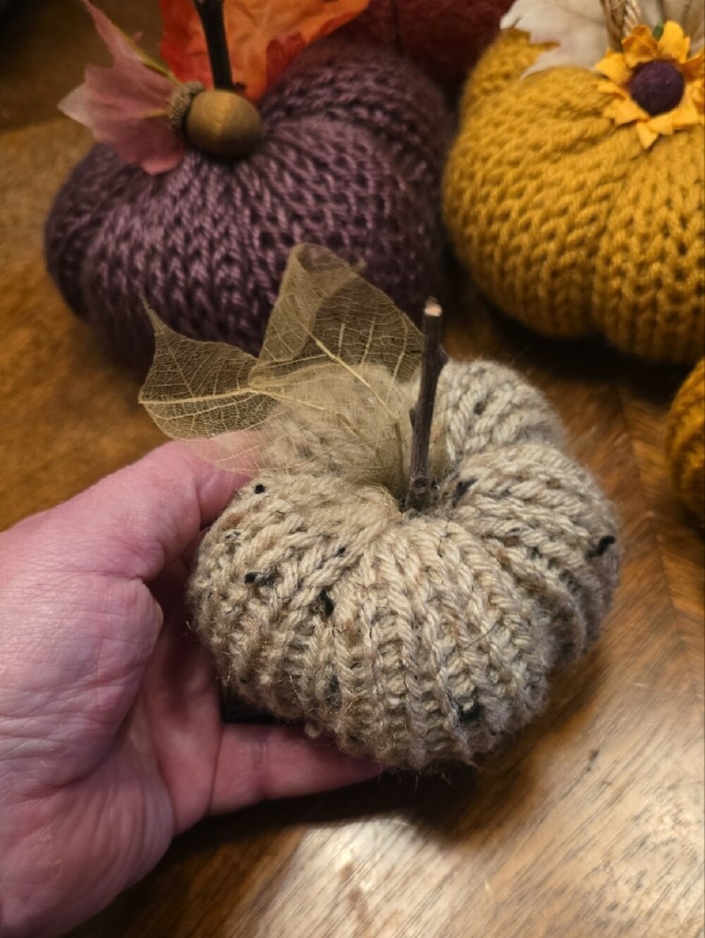 Handcrafted Knit Fall Pumpkin Décor - Multi-Color Set - Picture 2 of 6